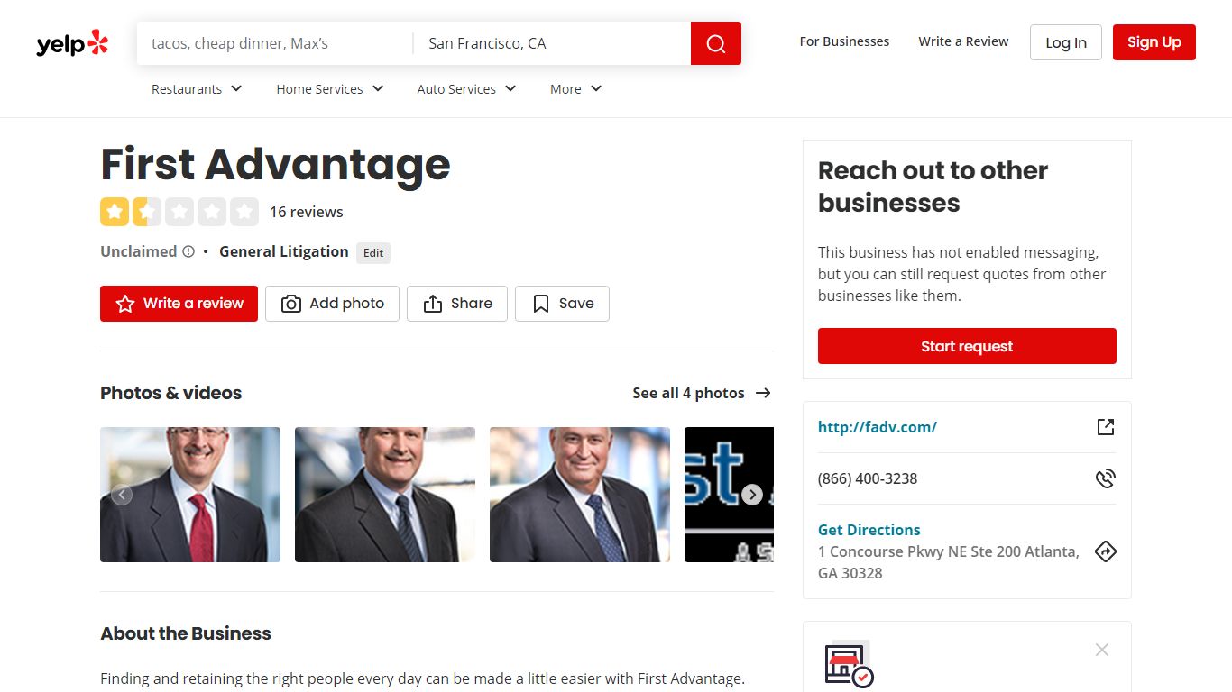FIRST ADVANTAGE - 15 Reviews - General Litigation - Yelp