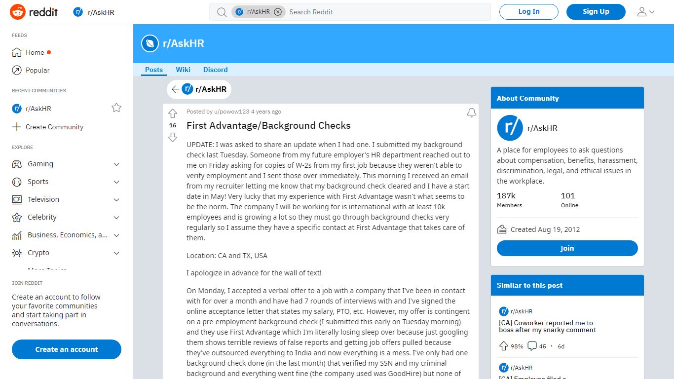 First Advantage/Background Checks : AskHR - reddit